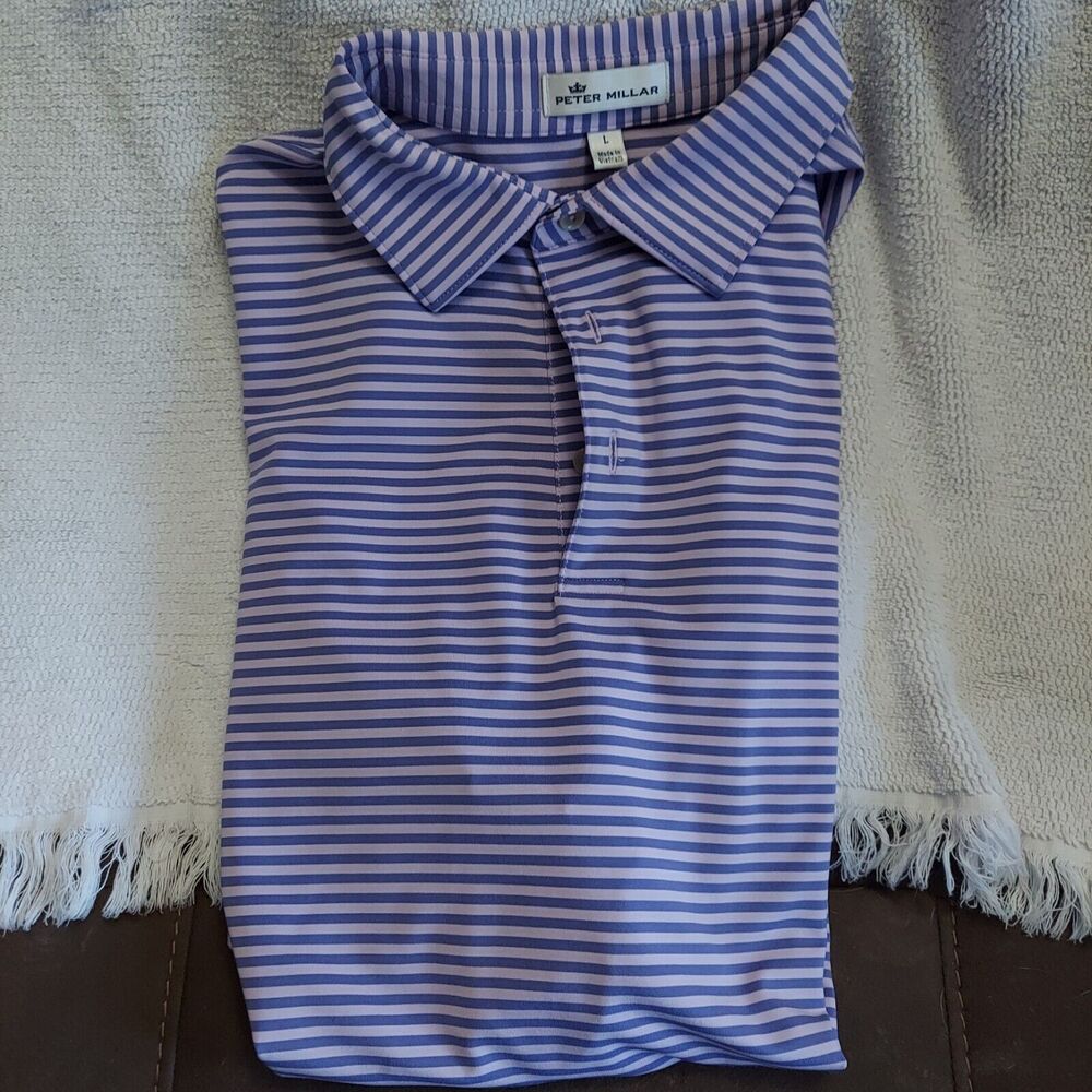 Peter Millar Large Purple Striped Shirt Size Large